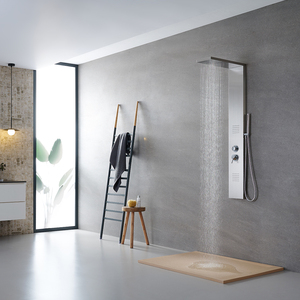 Columna de Ducha de Acero Inoxidable para Baño, Multifuncional, con Chorro de Masaje, Efecto Lluvia, Doble Grifo, Montaje en Pared, Acabado Níquel Cepillado, ¡Gran Venta! - Product Image 1