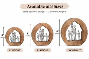 Sculpture de figurines familiales en bois et métal faites à la main - Décoration de table moderne pour salon, cadeau idéal pour l'inauguration d'une maison et les anniversaires - Product Image 4