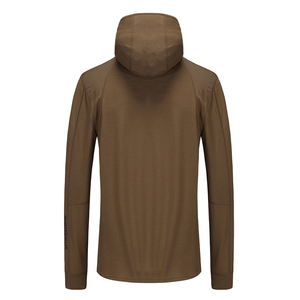 Sudadera con capucha de manga larga con cremallera de lana merino transpirable informal al aire libre para ropa de hombre - Product Image 2
