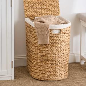 Panier à linge en osier tissé en jacinthe d'eau, panier de rangement fait à la main, vente en gros, écologique, fabriqué au Vietnam - Product Image 4