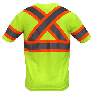 Custom Made Men's High Vis Safety <b>Work</b>-wear Short Sleeve Reflective Tshirt with <b>Waterproof</b> Feature Customizable Logo - Product Image 4