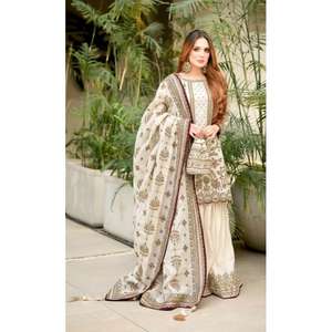 Ensemble haut palazzo et dupatta en faux georgette lourd pour femmes, tenue de fête de créateur, look élégant pour les fêtes et les mariages, ethnique haut de gamme - Product Image 1