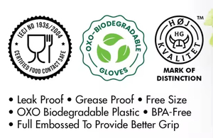 Kobens 100pcs Gants jetables oxo-biodégradables extra épais HDPE pour usage domestique Caractéristiques biodégradables durables Oxo - Product Image 5