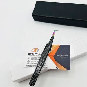 แหนบขนตาปลอมปลายพลาสมาปลายแหลมพร้อมกลิตเตอร์สีเงินทำจากสเตนเลสออกแบบโลโก้ได้ตามต้องการ - Product Image 6