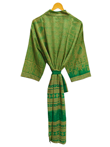 ชุดกิโมโนผ้าไหมส่าหรีลายดอกไม้แนววินเทจชุดคลุมส่าหรีชุดปาร์ตี้ชายหาดผ้านุ่มทำมือสไตล์อินเดีย - Product Image 3