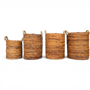 Cesta de Almacenamiento de Mimbre con Asa de Hoja de Plátano - Eceng Gondok - Product Image 1