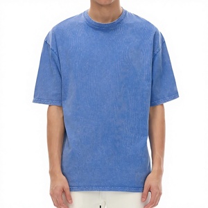 Oversized Heavyweight 220GSM Acid Wash T Shirt Men Women Custom Logo Streetwear Blank Vintage Washed Cotton <b>Drop</b> Shoulder - Product Image 1