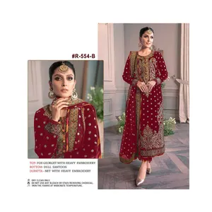 Customized Latest Design High Fashion Best Quality Indian Pakistani Clothing Semi Stitched 3 Piece Suit Asian Dresses