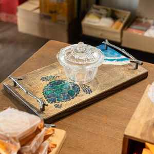 ถาดรองจานใส่ขนมและผลไม้สำหรับตกแต่งบนโต๊ะอาหารทรงสี่เหลี่ยมผืนผ้าทำจากไม้เนื้อแข็งแท้ธรรมชาติถาดเสิร์ฟกาแฟถาดเสิร์ฟสำหรับคาเฟ่ - Product Image 3