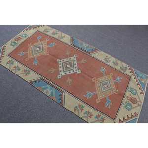 3x6.1 ft Vintage Turkish Rug, Accent Rug, <b>Brown</b> <b>Wool</b> Rug - Product Image 4