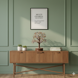 Premium fait à la main 1000-Chip Agate sept Chakra pierre Figurine multi-Chakra fil d'or arbre Feng Shui pierre semi-précieuse artisanat - Product Image 2