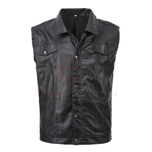 Chaleco de Cuero Genuino para Hombre, Invierno, con Cremallera, Impermeable, Transpirable, 5 Bolsillos, Prenda Exterior de Alta Calidad - Product Image 1