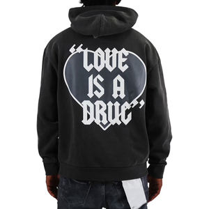 Fabricant à la mode avec logo personnalisé Sweats à capuche lourds 450gsm sans ficelle Sweat à capuche surdimensionné 100% coton à imprimé bouffant pour hommes - Product Image 2