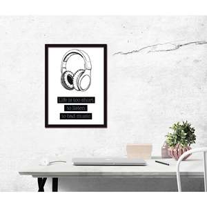 Impresión Artística Minimalista: La Vida Es Demasiado Corta para Escuchar Música Mala, Diseño de Naturaleza Muerta en Papel - Product Image 1