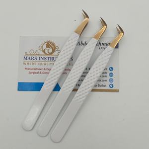 Pince à épiler Volume Blanc mat avec pointe dorée pour extension de cils Logo personnalisé de haute qualité - Product Image 3