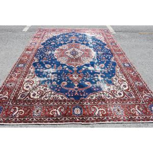 Alfombra Vintage, Alfombra Extra Grande de 7.7x10.8 pies, Alfombra de Lana Azul y Roja - Product Image 1