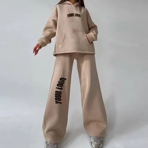 Conjunto Deportivo de Felpa Orgánica Gruesa para Mujer, Sudadera con Capucha y Pantalones Jogger, Ropa Deportiva Holgada de Invierno - Product Image 4