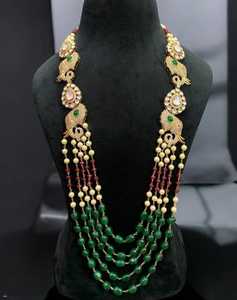 Conjunto de Joyería Nupcial Elegante y Moderno con Collar de Novio con Cuentas, Chapado en Oro Étnico de Moda para Compromiso o Aniversario - Product Image 1