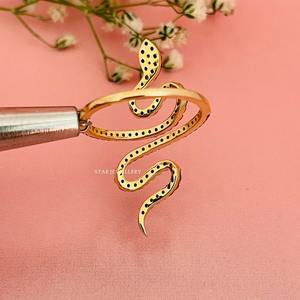 14K ทองแข็งเพชรธรรมชาติสีดำ soldi แหวนงูทอง - Product Image 2