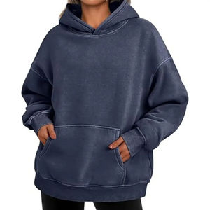 Sweat à capuche Streetwear surdimensionné 100% coton pour femmes coupe ample respirante lavage à l'acide personnalisé pour l'hiver - Product Image 1