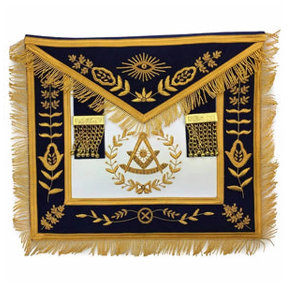 Masonic Blue Lodge Master Mason ผ้ากันเปื้อน,เครื่องเย็บปักถักร้อยสีเงิน