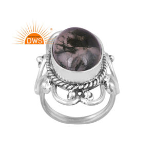 Best Selling Oxidized Sterling Silver Natural <b>Green</b> Moss Agate Gemstone Statement Ring <b>Jewelry</b> For Women Gift For Her - Product Image 1