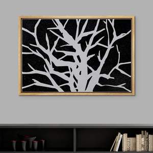 Encadré Toile Impression Mur Art Gris Arbre Branche Silhouette Nature Plantes Illustrations Impressionnisme Scenic Dramatique Noir - Product Image 4