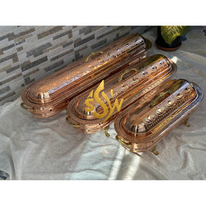 Ensemble de 3 casseroles en cuivre poli à la main, design embossé, texture texturée, fabrication indienne, très demandées. - Product Image 1