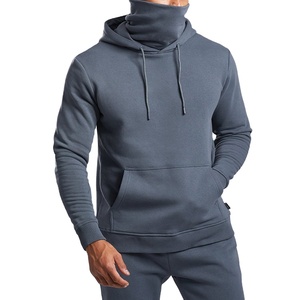Sweat à capuche professionnel unisexe à manches longues avec masque facial brodé avec logo personnalisé motif solide saison d'hiver col à capuche - Product Image 1