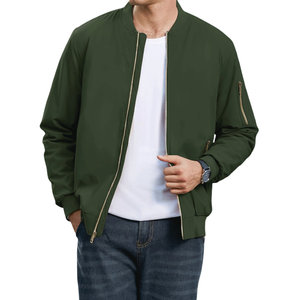 Chaqueta para hombre Chaquetas para hombre Chaqueta de bombardero de estilo de cierre para hombre OEM Logotipo personalizado Cremallera frontal Manga larga Puños elásticos - Product Image 4