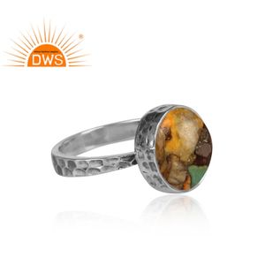 Vente chaude 925 argent sterling naturel Mohave cuivre Oyster turquoise bague en pierres précieuses fabricant de bijoux personnalisé - Product Image 3