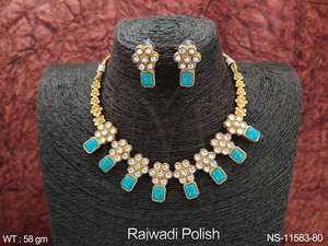 Rajwadi polonais beau Kemp Design fête porter belle Designer porter fantaisie Style Kemp bijoux accessoires collier court ensemble - Product Image 2