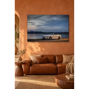 Impression sur toile Fida Cream Mercedes Convertible by the Lake at Dusk - Product Image 5