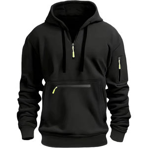 Nuevas llegadas Sudadera con capucha de gran tamaño para hombre con media cremallera Sudadera de invierno aireada cálida con capucha Sudaderas con capucha casuales de manga larga impermeables - Product Image 1