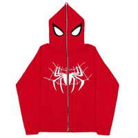 Sweat à capuche personnalisé style araignée pour hommes 100% coton doublé polaire Full-Zip Winter avec broderie et impression numérique