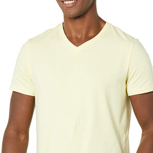 T-shirts à col en V personnalisés de haute qualité à séchage rapide pour hommes, en coton blanc, vierges, imprimés, à séchage rapide, pour homme avec logo - Product Image 3