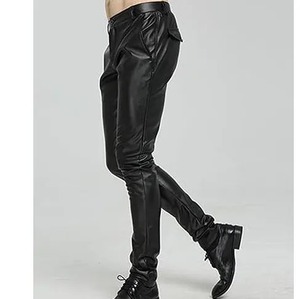Pantalon en cuir PU pour femmes noires, style rétro, taille haute, coupe régulière, écologique, respirant, mode d'hiver, streetwear, motard - Product Image 5