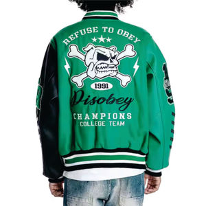 Custom <b>Men</b> Wool Letterman <b>Real</b> Leather Varsity Jacket <b>Black</b> With Embroidery Logos Patches High School Jacket for <b>Men</b> - Product Image 3