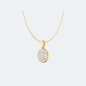 จี้เพชรทรงกลม 0.65 กะรัต พร้อมวงแหวนรูปไข่ ประดับเพชรแบบพาเว่ ทอง 14k เพชรเลี้ยงในห้องปฏิบัติการ สี D ความสะอาด VVS สำหรับผู้หญิง - Product Image 1