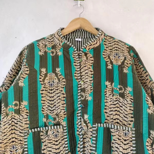 เสื้อแจ็คเก็ตบุนวมพิมพ์ลายเสือสำหรับผู้หญิงเสื้อคลุมสไตล์โบฮีเมียนแนววินเทจใหม่สำหรับฤดูหนาว - Product Image 1