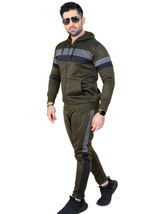 Ensemble de survêtement à capuche pour homme avec veste à fermeture éclair et pantalon de jogging à rayures Vêtements de sport athlétiques décontractés Tenue d'entraînement sportif - Product Image 4