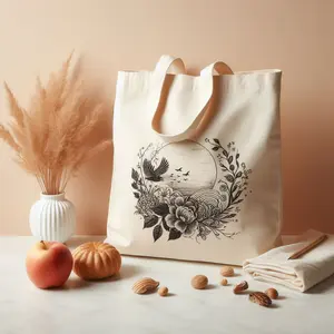 Bolsas de compras con estampado de logotipo personalizado HANSUN, bolsa de lona de algodón, bolsas de compras Calico en blanco