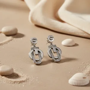 Boucles d'oreilles pendantes en cristal argenté pour femmes, bijoux à la mode - Product Image 3