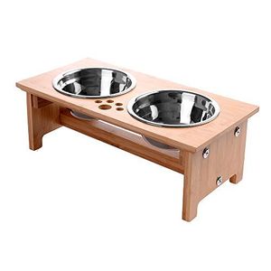 Adjustable Wooden Pet Bowl Stand | Modern Farmhouse Design | Handmade Eco-Friendly | Indoor Use | Floor Mount Installation | - Product Image 1