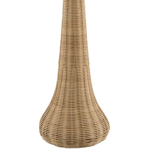 Lámpara de mesa de ratán tejida a mano con sombra gris moderna, de hierro negro Base, lámpara de mesita de noche inalámbrica alimentada por CC en Color negro - Product Image 5