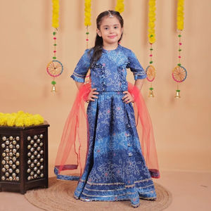 High Quality Bandhani <b>Lehenga</b> Choli Ethnic Cotton Printed for Girls and <b>Kids</b> for Parties - Product Image 1