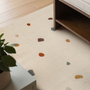 Tapis pour enfants lavable en polyester et polypropylène non toxique, crème, à pois carrés, tapis de jeu pour chambre à coucher - Product Image 6