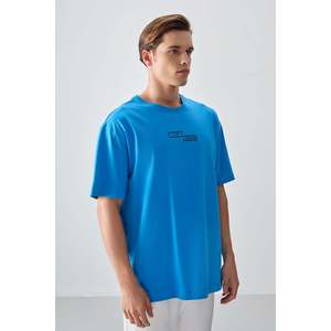 เสื้อยืดพิมพ์ลายเนื้อนุ่มหนา 100% ผ้าฝ้ายทรงโอเวอร์ไซส์สำหรับผู้ชาย ยี่ห้อแอร์โจนส์ สีน้ำเงินปิโตรเลียม - รุ่น 88361 - Product Image 4