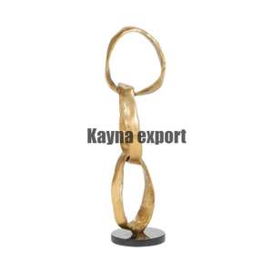 Escultura de Metal de diseño abstracto chapado en oro de lujo, forma humana de artesano indio, decoración de acento para el hogar hecha de estilo artístico de aluminio - Product Image 4