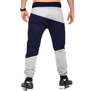 Mens Color Block <b>Jogger</b> Sweatpants Skinny Fit Trousers with Grey Navy Eco-Friendly Canvas Casual Streetwear - Product Image 2